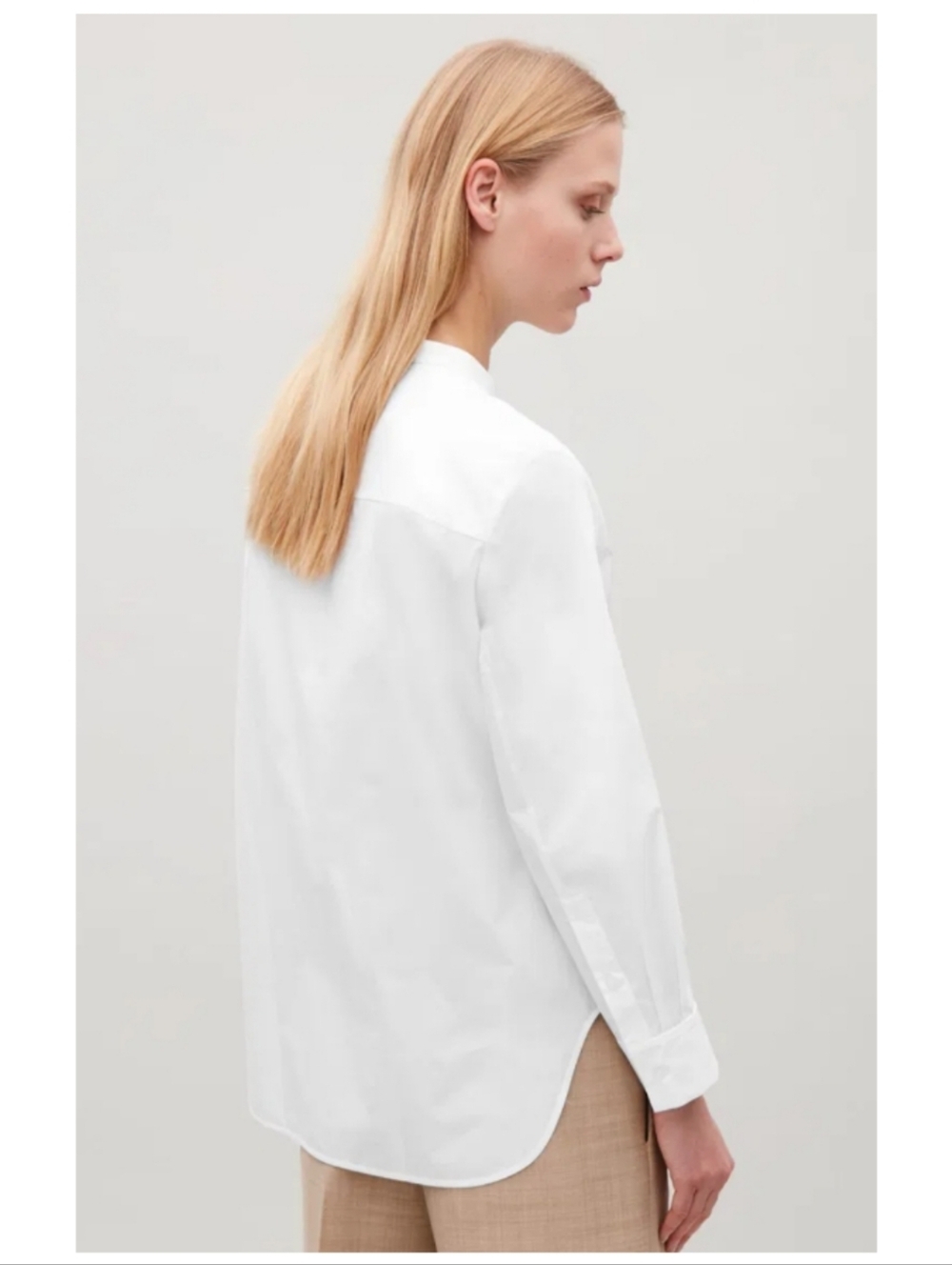 COS Crisp White Waisted Pintuck Granddad Collar Shirt 6 - Picture 3 of 15